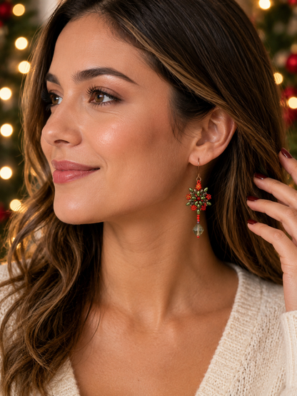 Handmade Christmas Snowflake Earrings – Choose Santa or Crystal Style