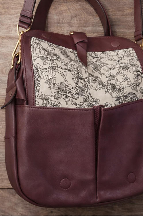 Vera Bradley Vintage Leather Crossbody Bag – Floral Lined Multi-Pocket Shoulder Purse