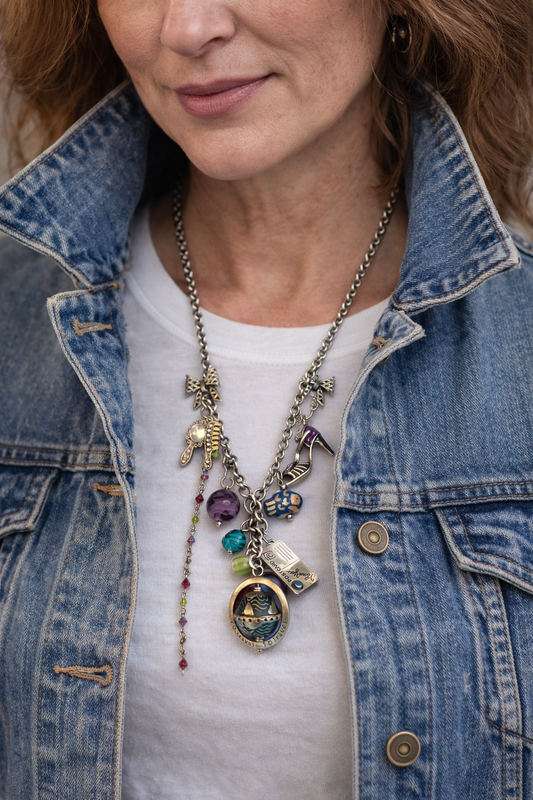 Wanderlust Charm Necklace – Eiffel Tower, Globe & Vintage Travel Treasures Statement Piece