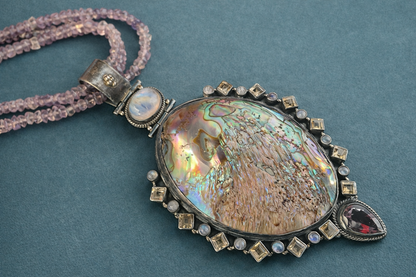 “Ocean Cathedral” Abalone & Amethyst Artisan Sterling Necklace