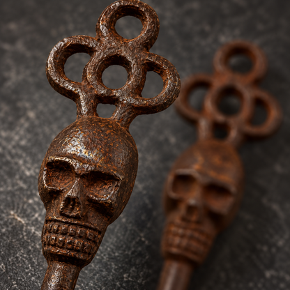Rustic Skull Skeleton Key – 3½-Inch Halloween Décor