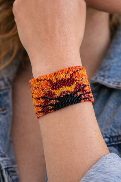 Firestorm Luxe Beaded Cuff – Handwoven Statement Bracelet”