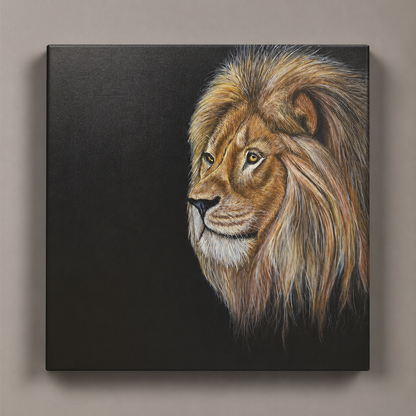 The King – Lion Portrait Acrylic Painting (16x16 Gallery Wrapped Canvas)