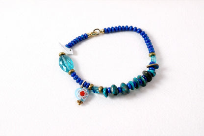Bluebird Heart Bracelet – Turquoise, Crystal & Millefiori Charm