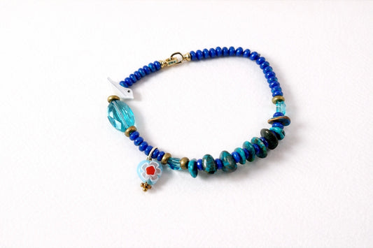 Bluebird Heart Bracelet – Turquoise, Crystal & Millefiori Charm