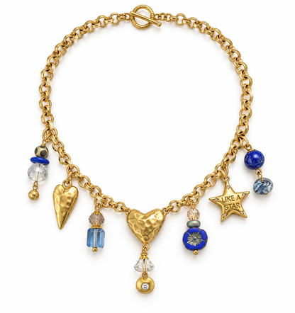 Like a Star – Blue & Gold Charm Necklace
