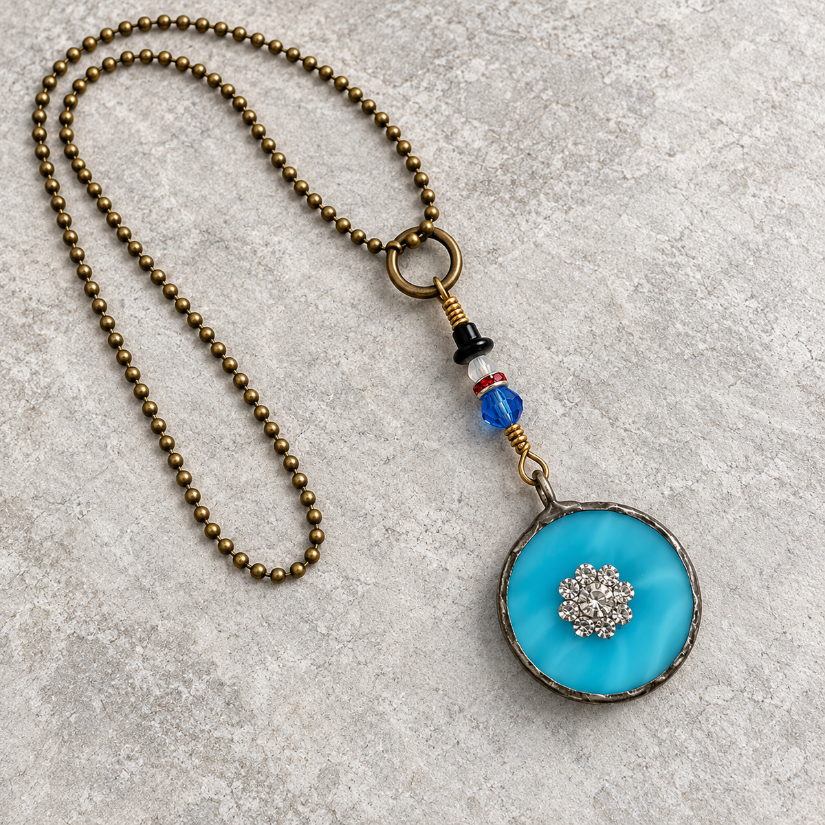 Snow Day Sparkle – Swarovski Snowflake & Stained Glass Necklace