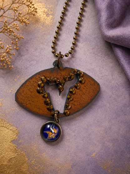 Minnesota Sports Necklace – 32” Bronze Ball Chain with Vikings, Twins or Football Charm