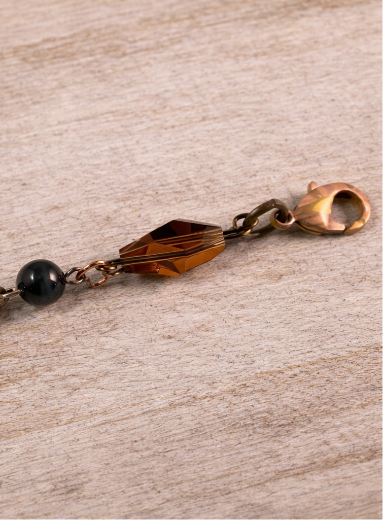 Rust & Rhythm – Mixed Metal & Austrian Crystal Charm Bracelet