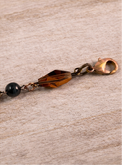 Rust & Rhythm – Mixed Metal & Austrian Crystal Charm Bracelet