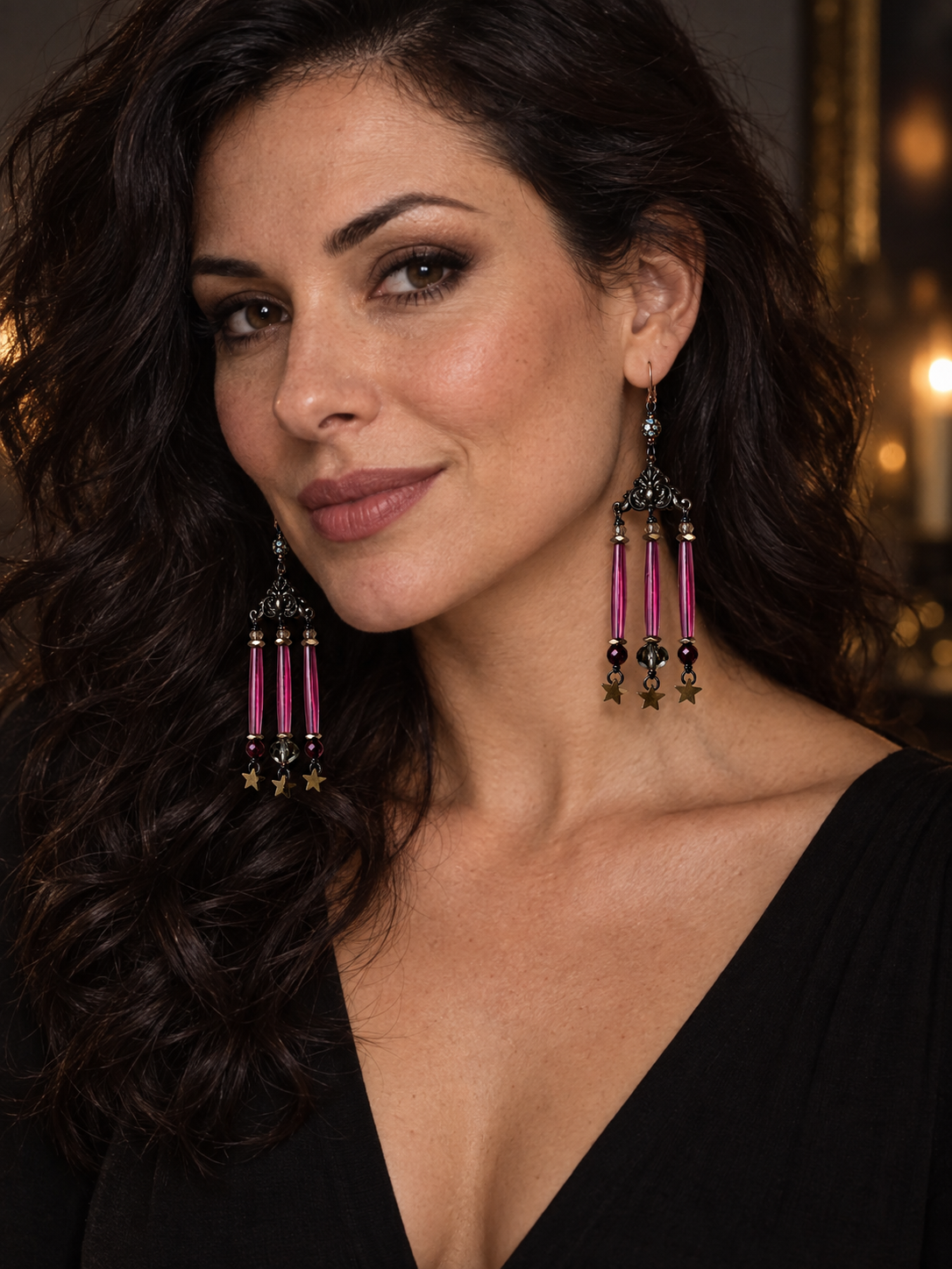 Midnight Starfall Chandelier Earrings
