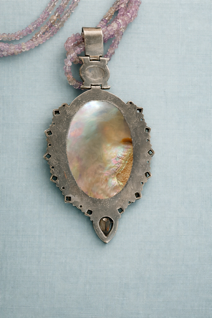 “Ocean Cathedral” Abalone & Amethyst Artisan Sterling Necklace