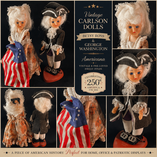 Vintage Carlson Dolls – Betsy Ross & George Washington Americana Set – Patriotic Collectible Décor