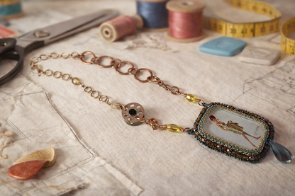 Runway Pattern Muse – Hand Beaded Couture Pendant Necklace