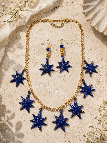 Midnight Starburst Charm Necklace & Earring Set