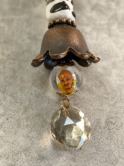 Ceramic Panda Necklace 32 Inch Copper Ball Chain with Crystal Drop Pendant