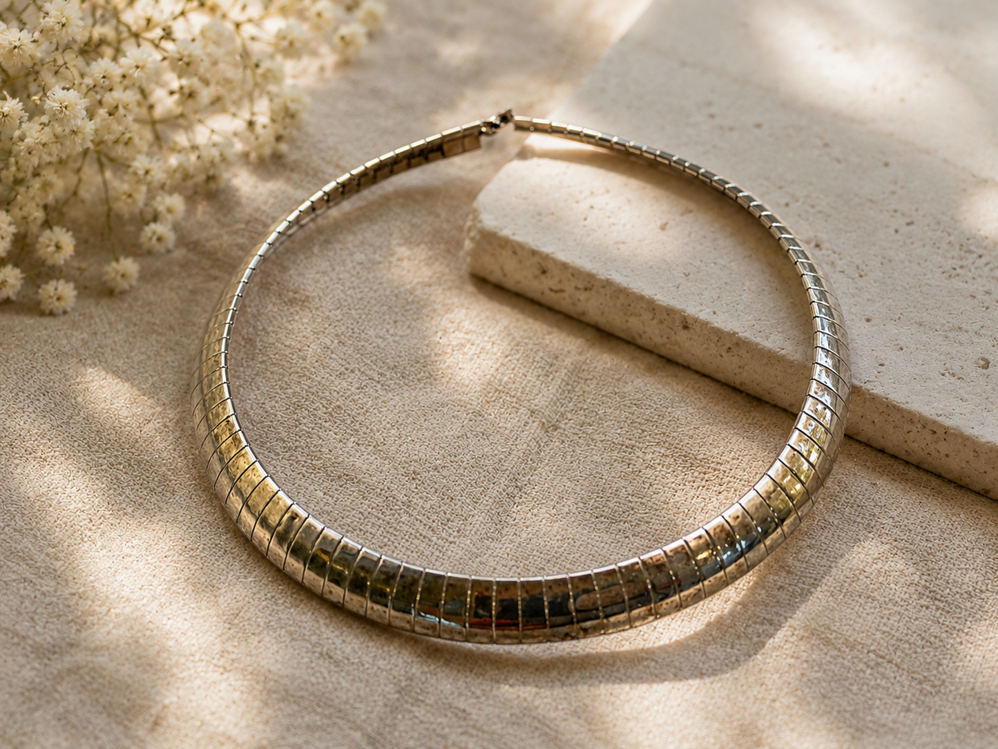 Vintage Silver-Tone Collar Necklace | Vintage Jewelry Find | 18”