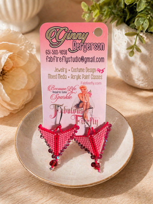 Scarlet Sky Kite Earrings – 3D Beaded Crystal Drop Earrings