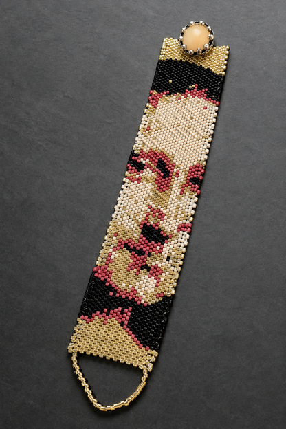 Mona Lisa Peyote Stitch Beaded Bracelet – 7-Inch Wrist