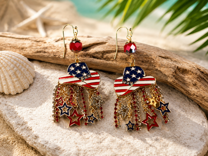 Stars, Stripes & Sparkle Fringe Earrings
