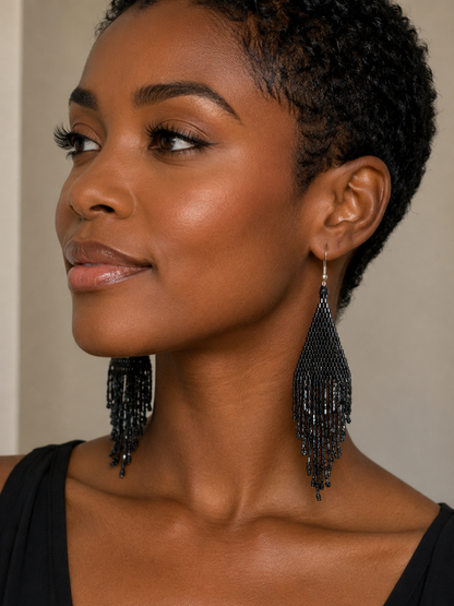 Midnight Spark Fringe Earrings