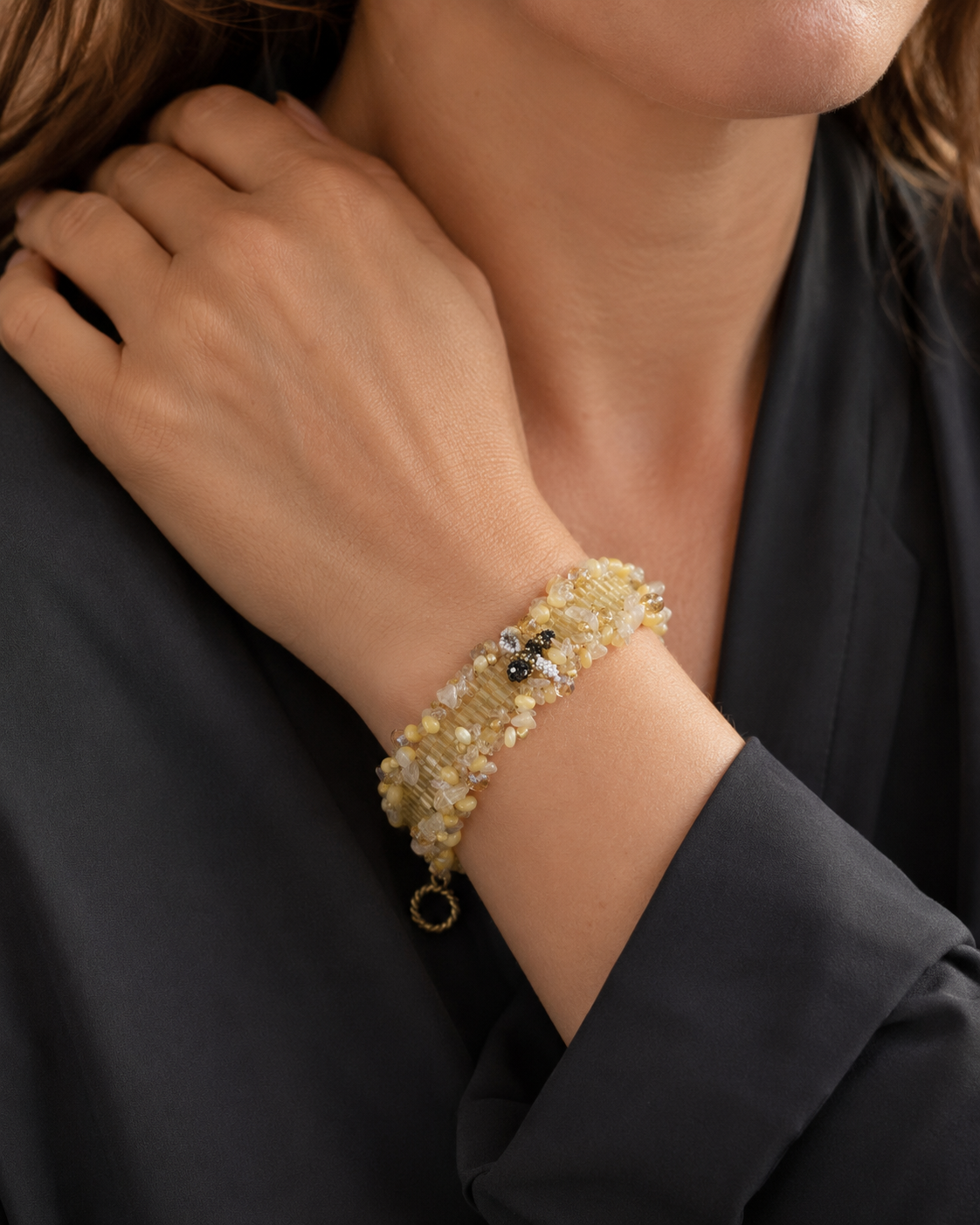 Honey Behive — Hand-Beaded Bee Bracelet