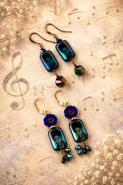 Prince Inspired Handmade Earrings | Swarovski Crystal, Czech Glass & Artisan Beaded Statement Earrings | Fabulous Firefly