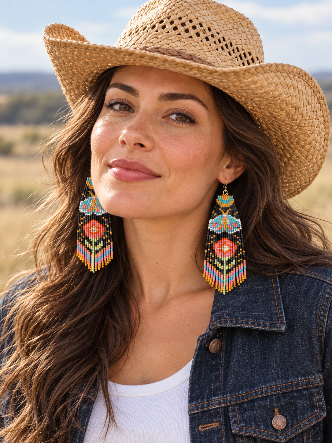 Wildflower Boho Hand-Beaded Fringe Earrings