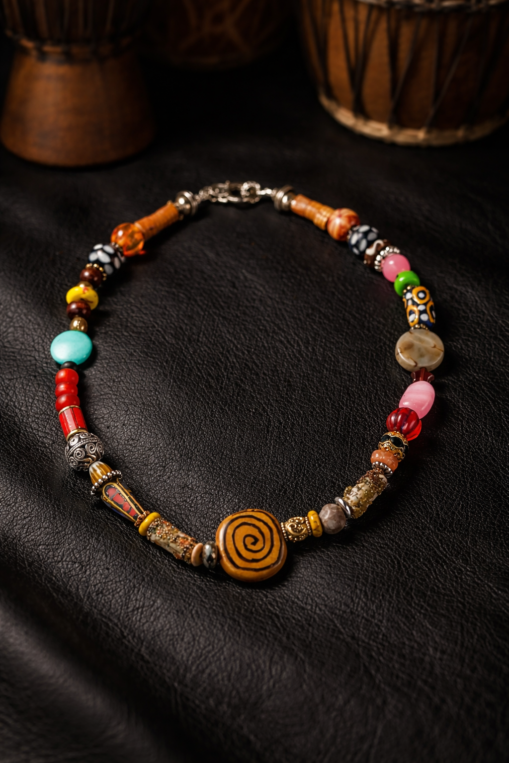Nomad Energy” – 18” African Bead Statement Necklace