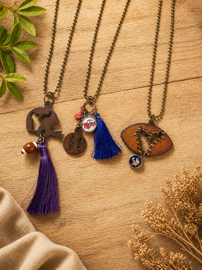 Minnesota Sports Necklace – 32” Bronze Ball Chain with Vikings, Twins or Football Charm