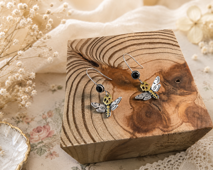 Death’s Head Moth Earrings with Black Cabochons | Fabulous Firefly