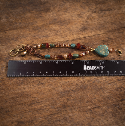 Bohemian Heart & Key Bracelet – Czech Glass, Pearls & Austrian Crystal Charm