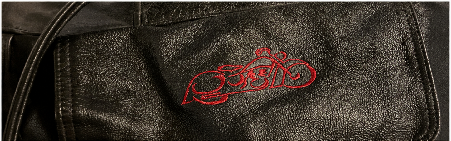 Vintage All Leather Motorcycle Travel Duffel Bag with Embroidered Easy Rider Logo