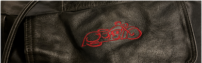 Vintage All Leather Motorcycle Travel Duffel Bag with Embroidered Easy Rider Logo