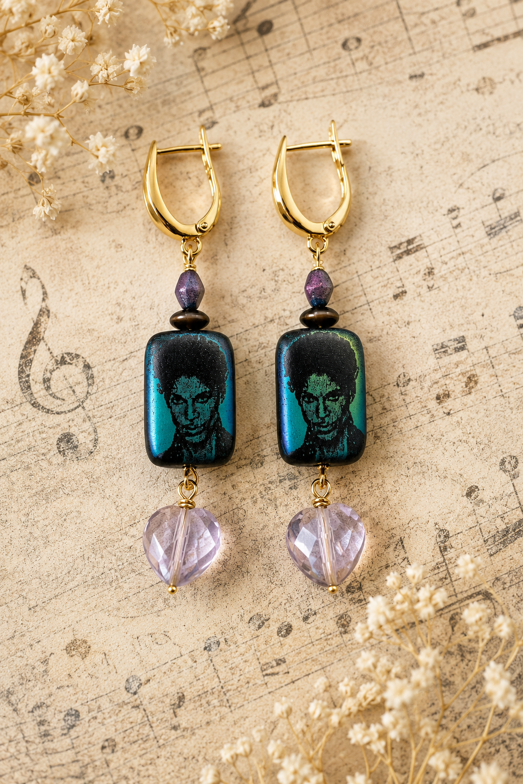 Prince Inspired Handmade Earrings | Swarovski Crystal, Czech Glass & Artisan Beaded Statement Earrings | Fabulous Firefly