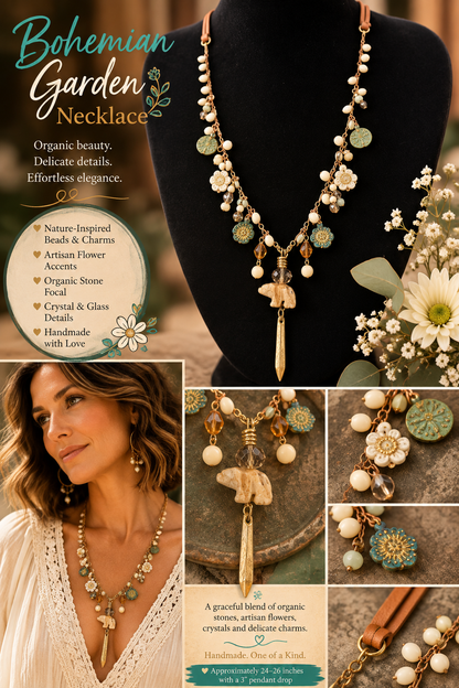 Courage Bear 32-Inch Deerskin Necklace with Swarovski Crystals & Czech Glass