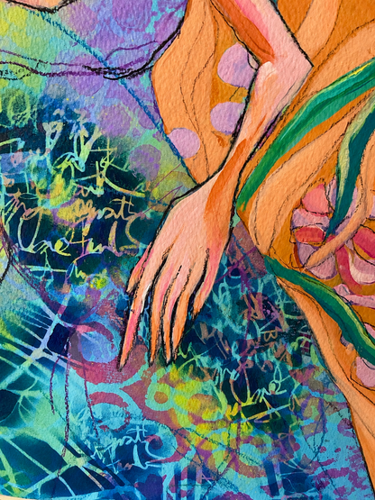 Tropical State of Mind – Framed Original Mixed Media Woman Painting