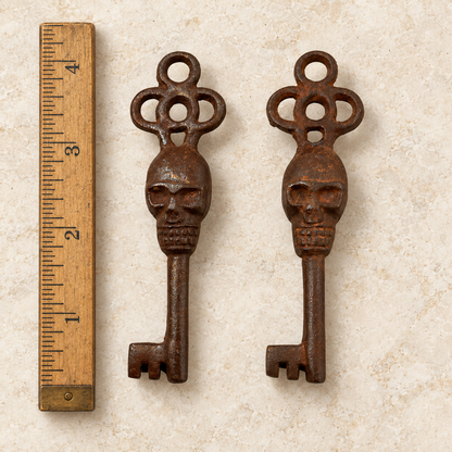 Rustic Skull Skeleton Key – 3½-Inch Halloween Décor