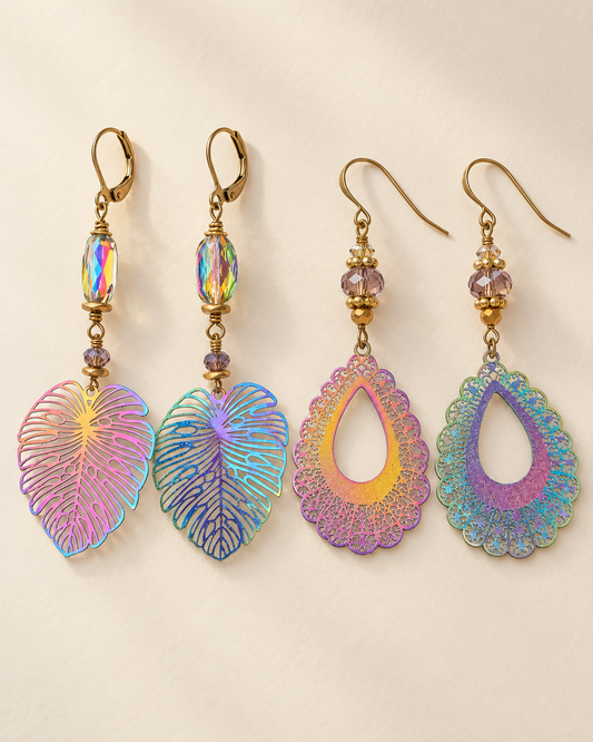 Aurora Color-Shift Earrings with Swarovski Crystals