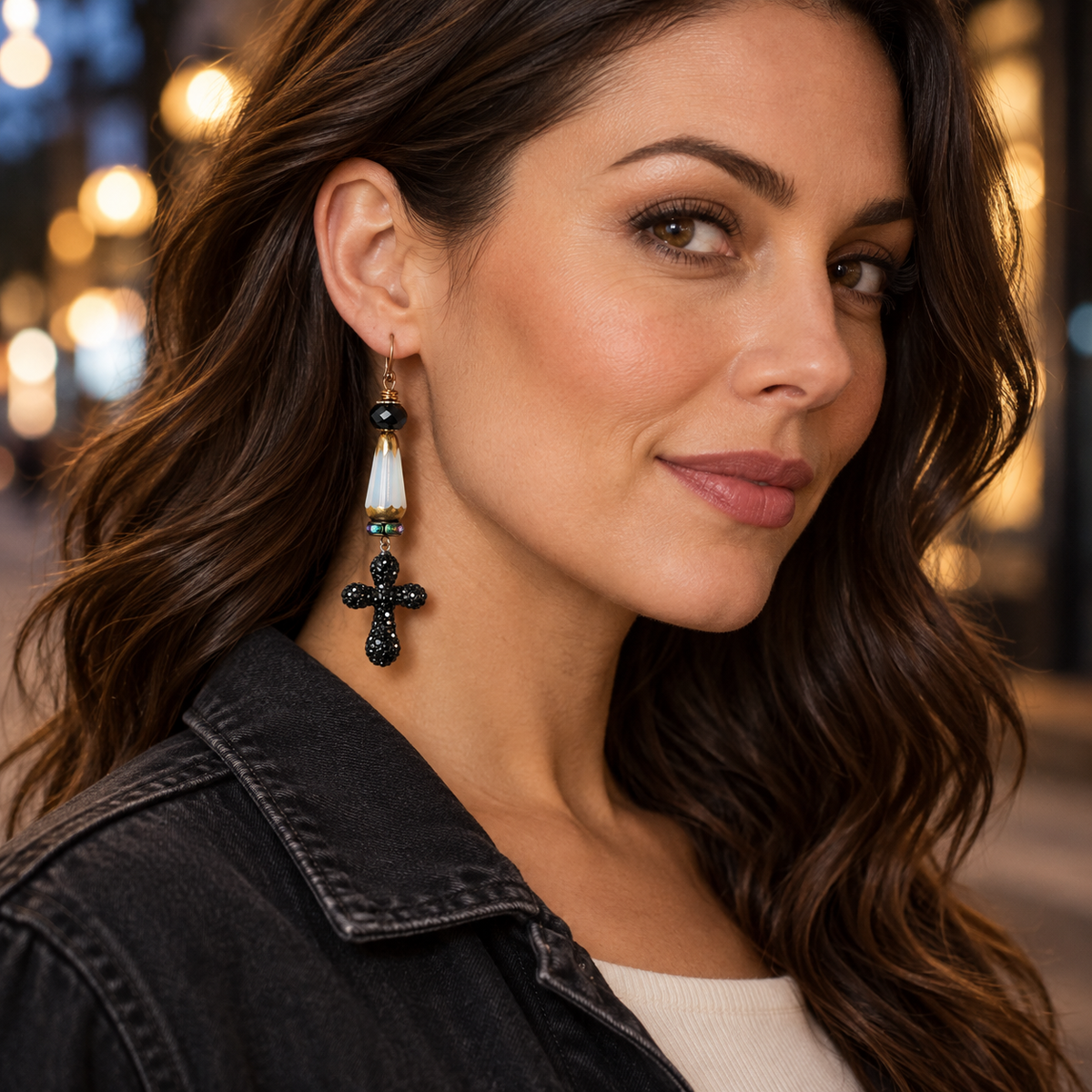 After Hours Pavé Crystal Cross Earrings