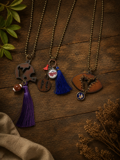 Minnesota Sports Necklace – 32” Bronze Ball Chain with Vikings, Twins or Football Charm