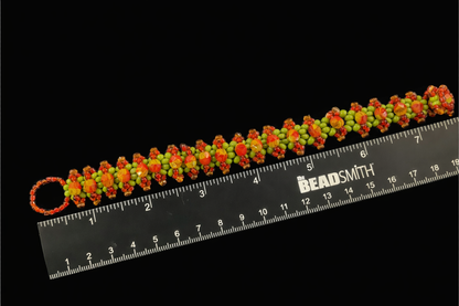 Autumn Garden Beaded Bracelet – Red, Orange & Green Seed Bead Bracelet