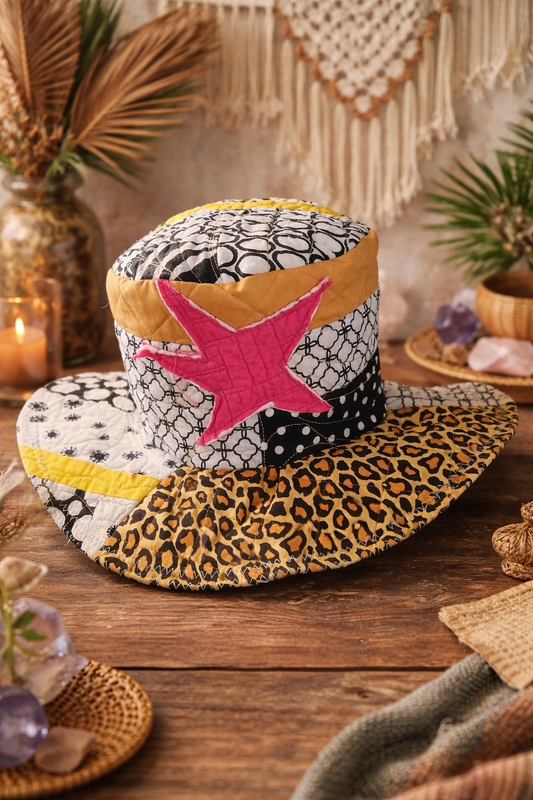 Dorothy Jean Reversible Boho Patchwork Hat – Wild Star Edition”