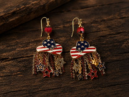 Stars, Stripes & Sparkle Fringe Earrings