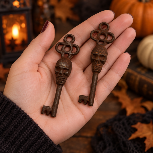 Rustic Skull Skeleton Key – 3½-Inch Halloween Décor