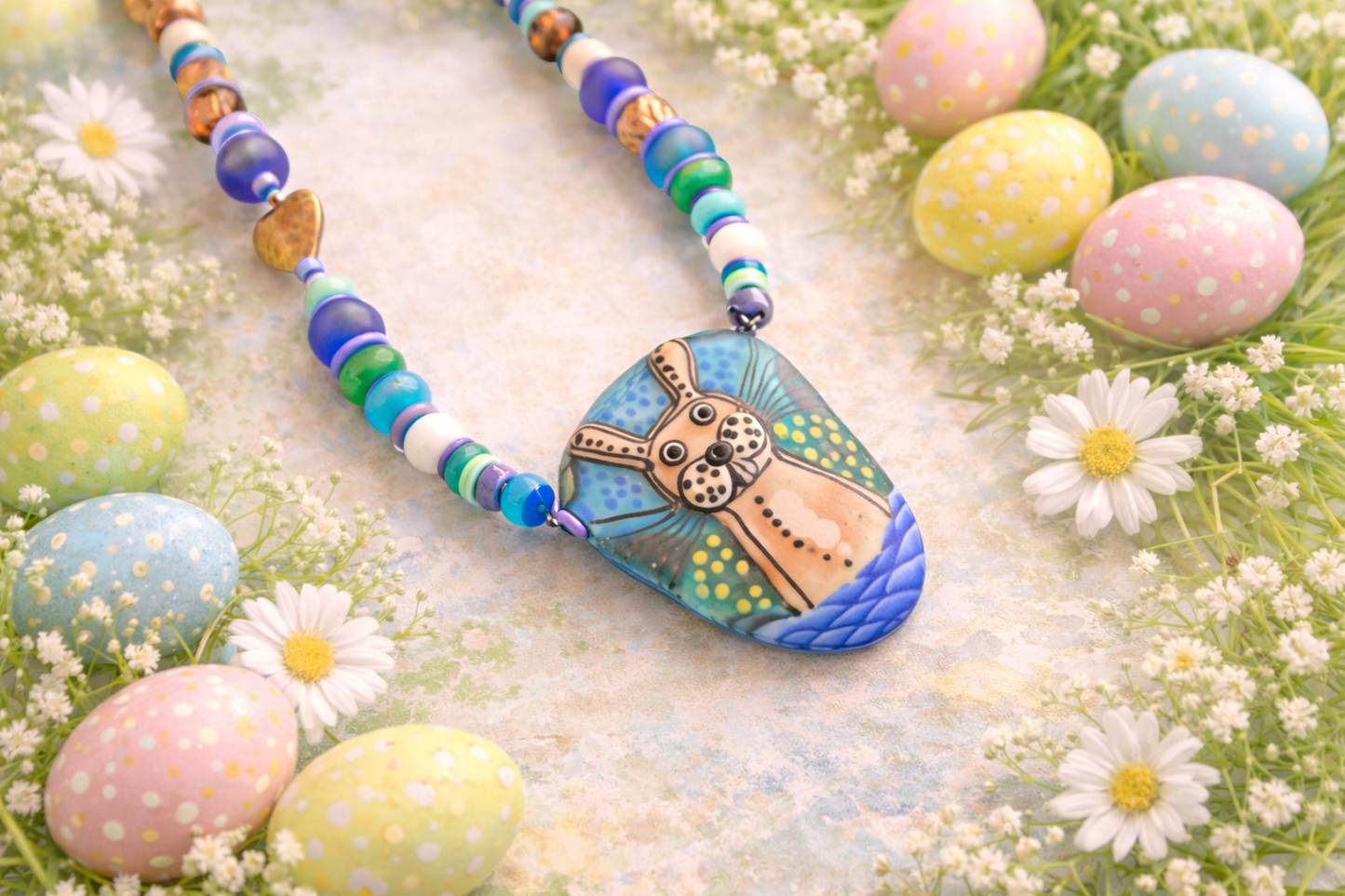Enchanted Meadow Bunny Necklace – Hand Blown Glass Pendant