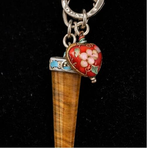 Sacred Wanderer Charm Necklace – Tiger Eye Talisman & Artisan Bead Medley