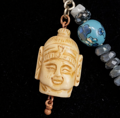 Sacred Wanderer Charm Necklace – Tiger Eye Talisman & Artisan Bead Medley
