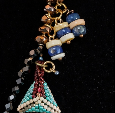 Sacred Wanderer Charm Necklace – Tiger Eye Talisman & Artisan Bead Medley