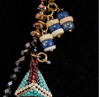 Sacred Wanderer Charm Necklace – Tiger Eye Talisman & Artisan Bead Medley